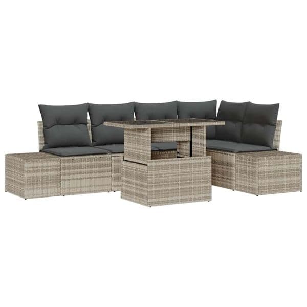 vidaXL Conjunto de Sofá de Jardim 6 Peças Cinzento-claro - 3444178559