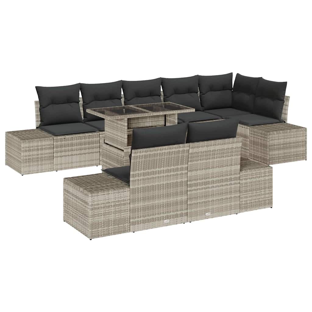 vidaXL Conjunto de Sofá de Jardim 9 pcs Cinzento-claro