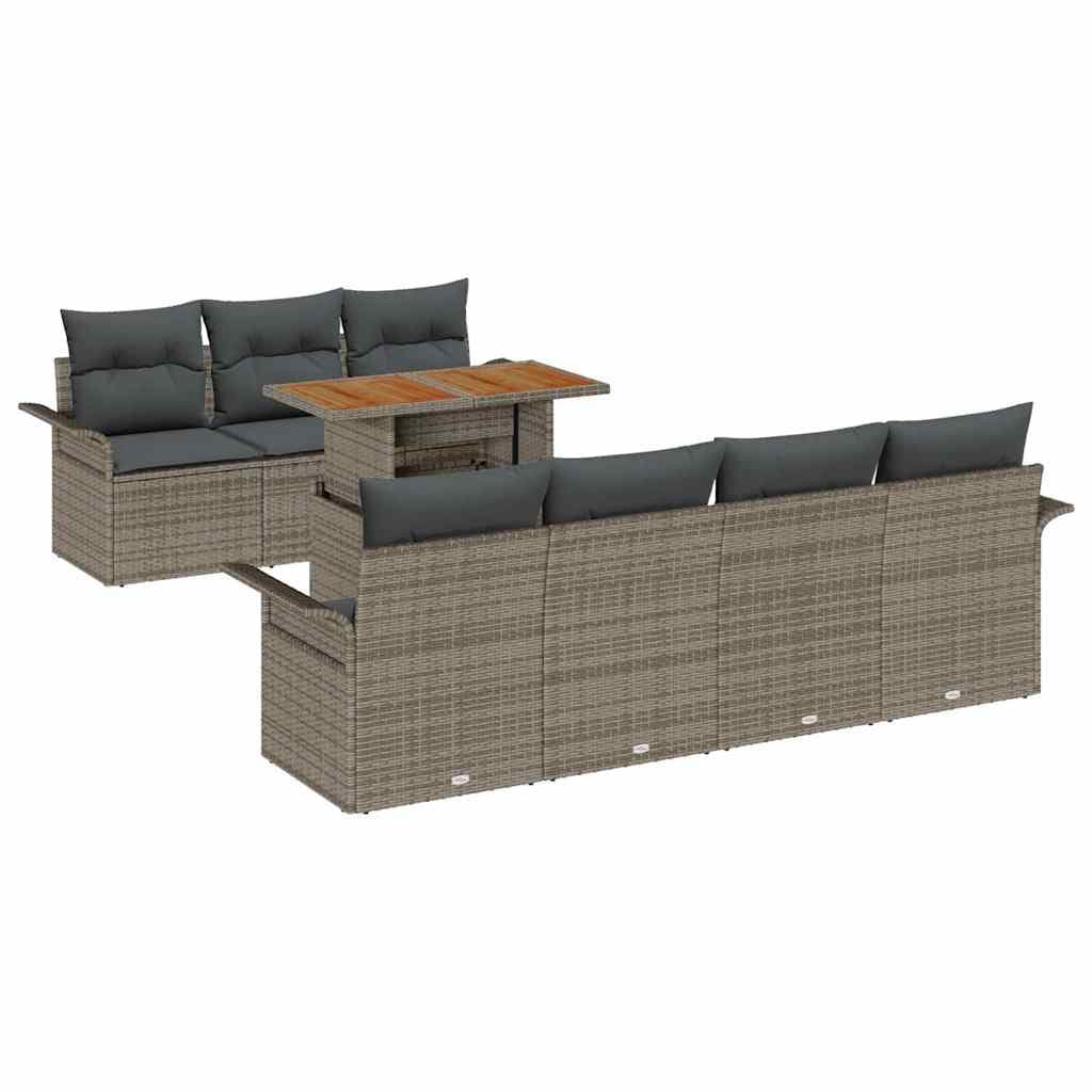 vidaXL Conjunto de Sofá de Jardim 8 pcs Cinzeto Rattan Sintético