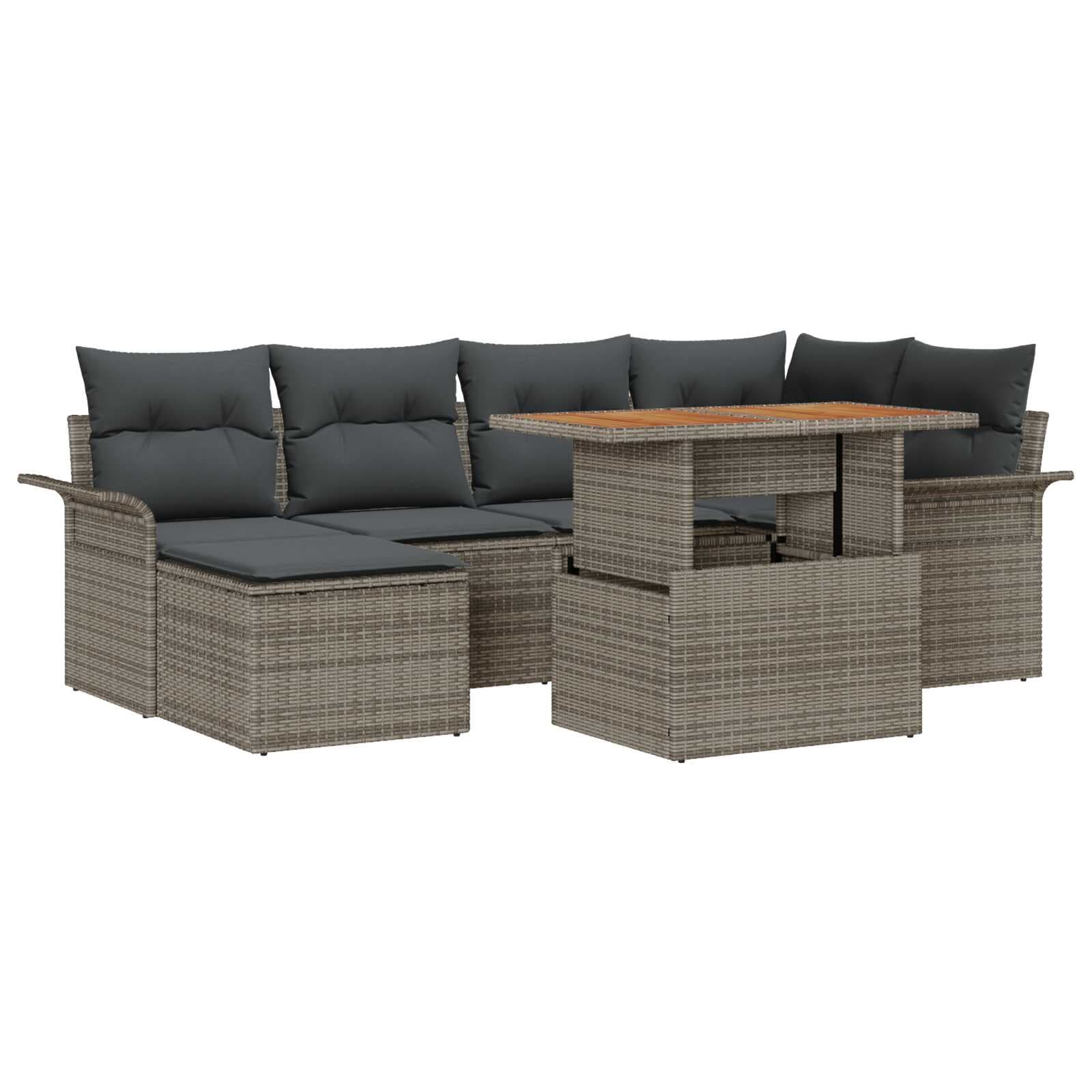 vidaXL Conjunto de Sofá de Jardim 7 pcs Cinzeto Rattan Sintético
