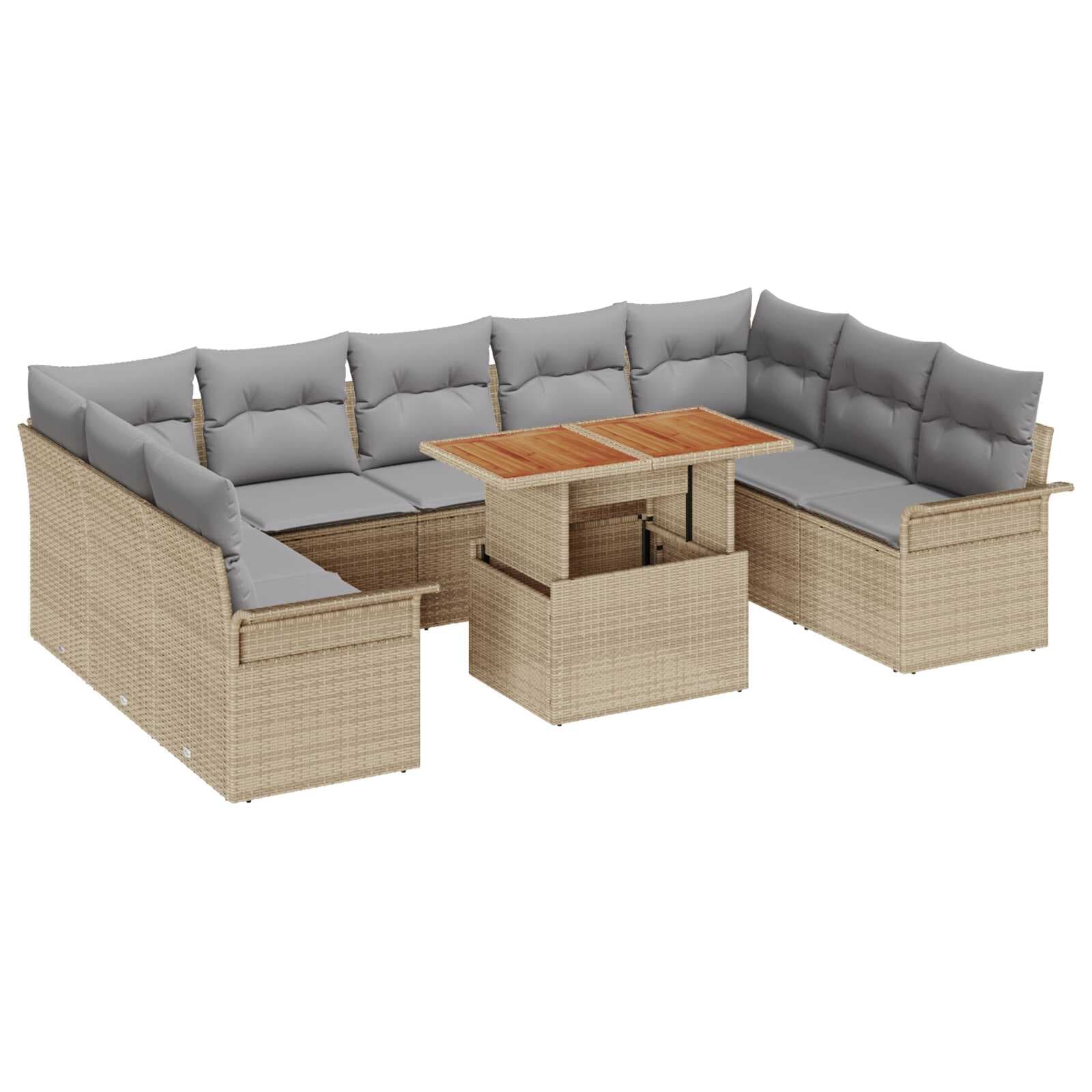 vidaXL Conjunto de Sofá de Jardim 10 pcs Bege Rattan Sintético