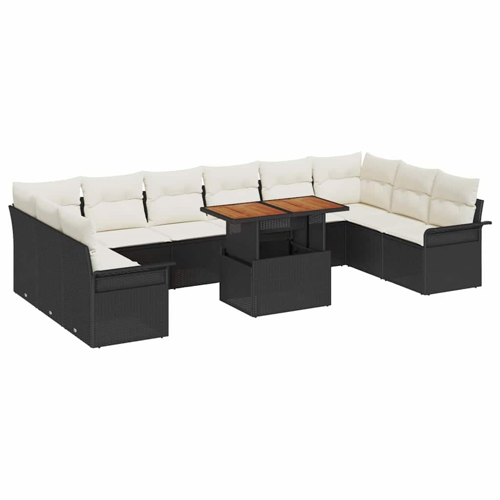 vidaXL Conjunto de Sofá de Jardim 9 pcs Preto Rattan Sintético