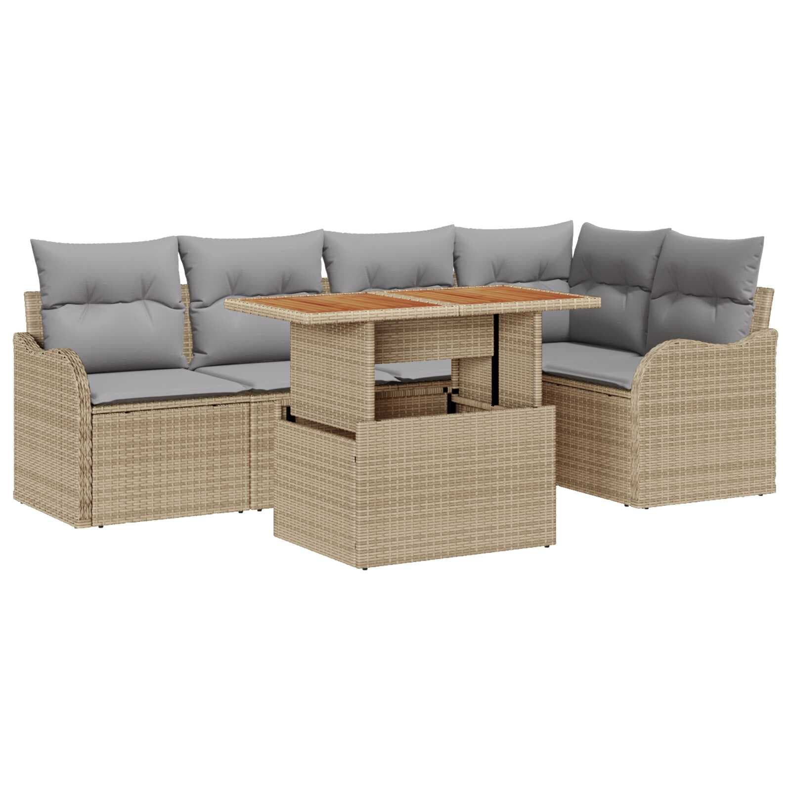 vidaXL Conjunto de Sofá de Jardim 6 pcs Bege Rattan Sintético