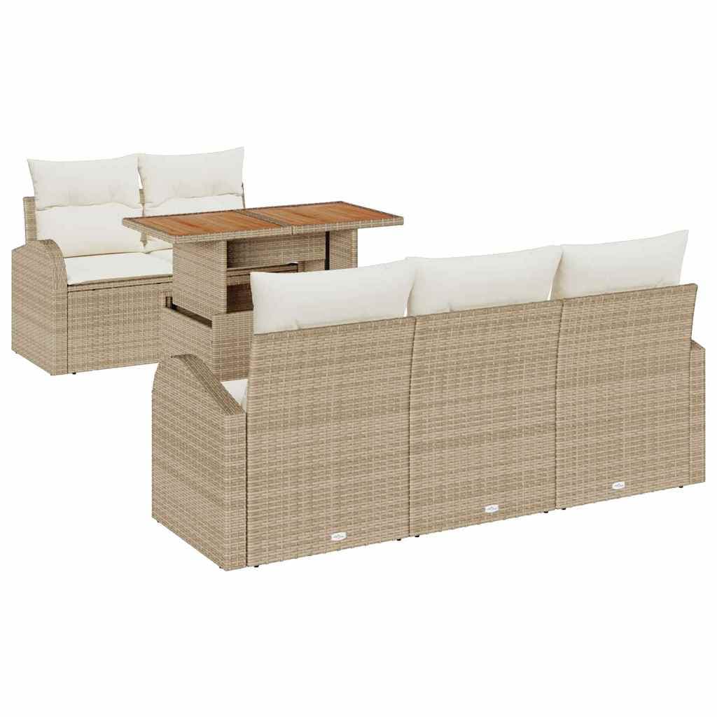 vidaXL Conjunto de Sofá de Jardim 6 pcs Bege Rattan Sintético