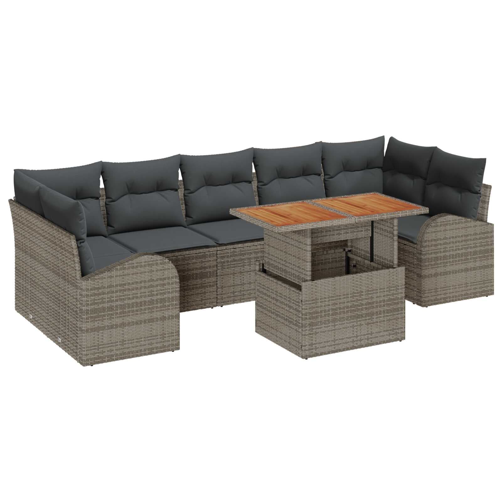 vidaXL Conjunto de Sofá de Jardim 8 Peças Cinzeto Rattan Sintético - 488740351