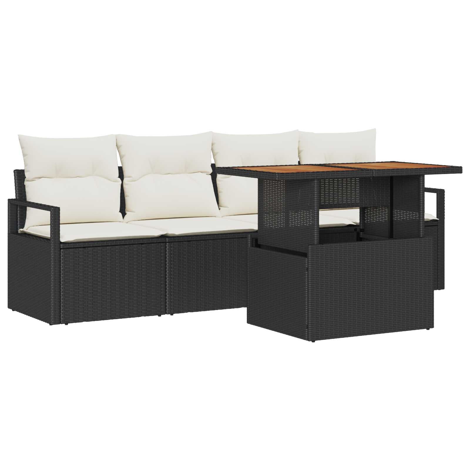 vidaXL Conjunto de Sofá de Jardim 5 Peças Preto Rattan Sintético - 2608587527