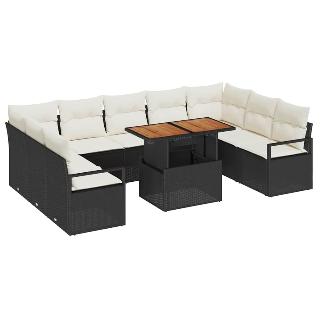 vidaXL Conjunto de Sofá de Jardim 10 pcs Preto Rattan Sintético