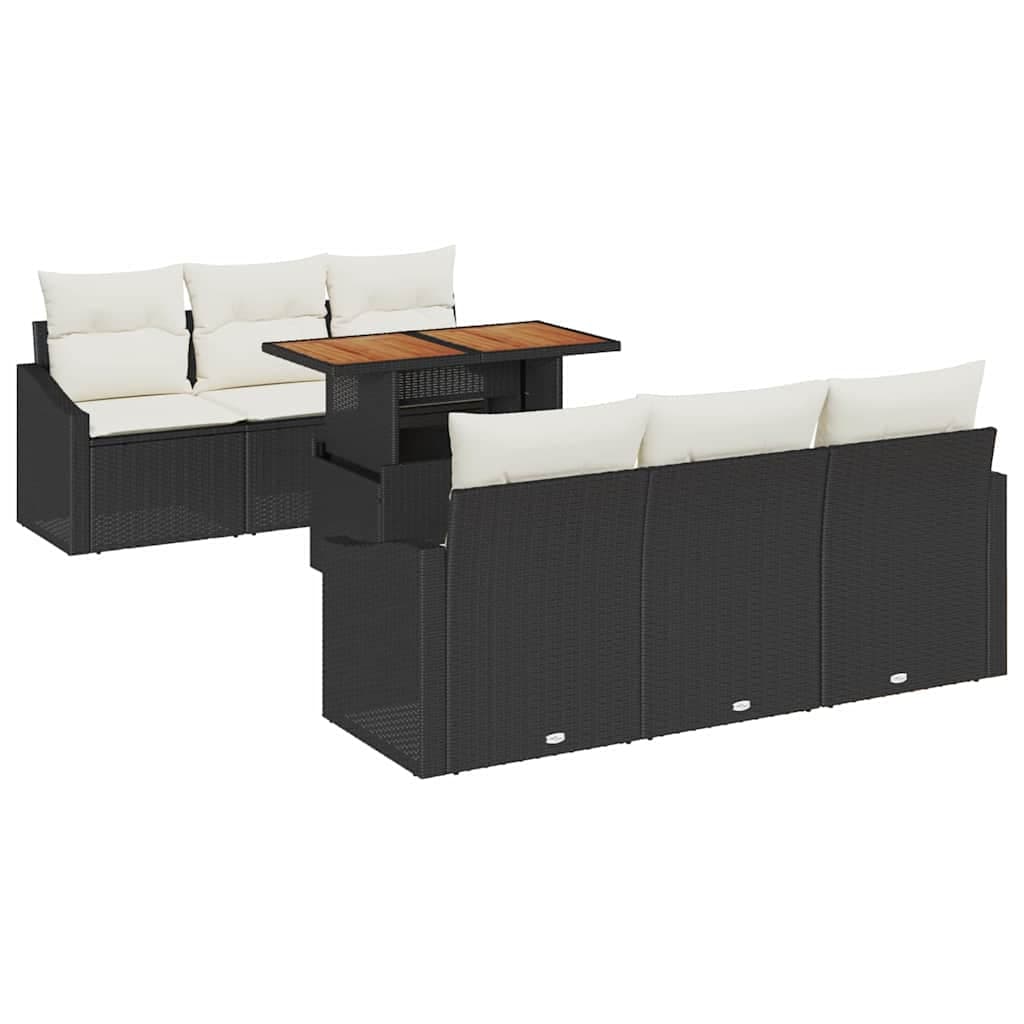 vidaXL Conjunto de Sofá de Jardim 7 Peças Preto Rattan Sintético - 3383506995