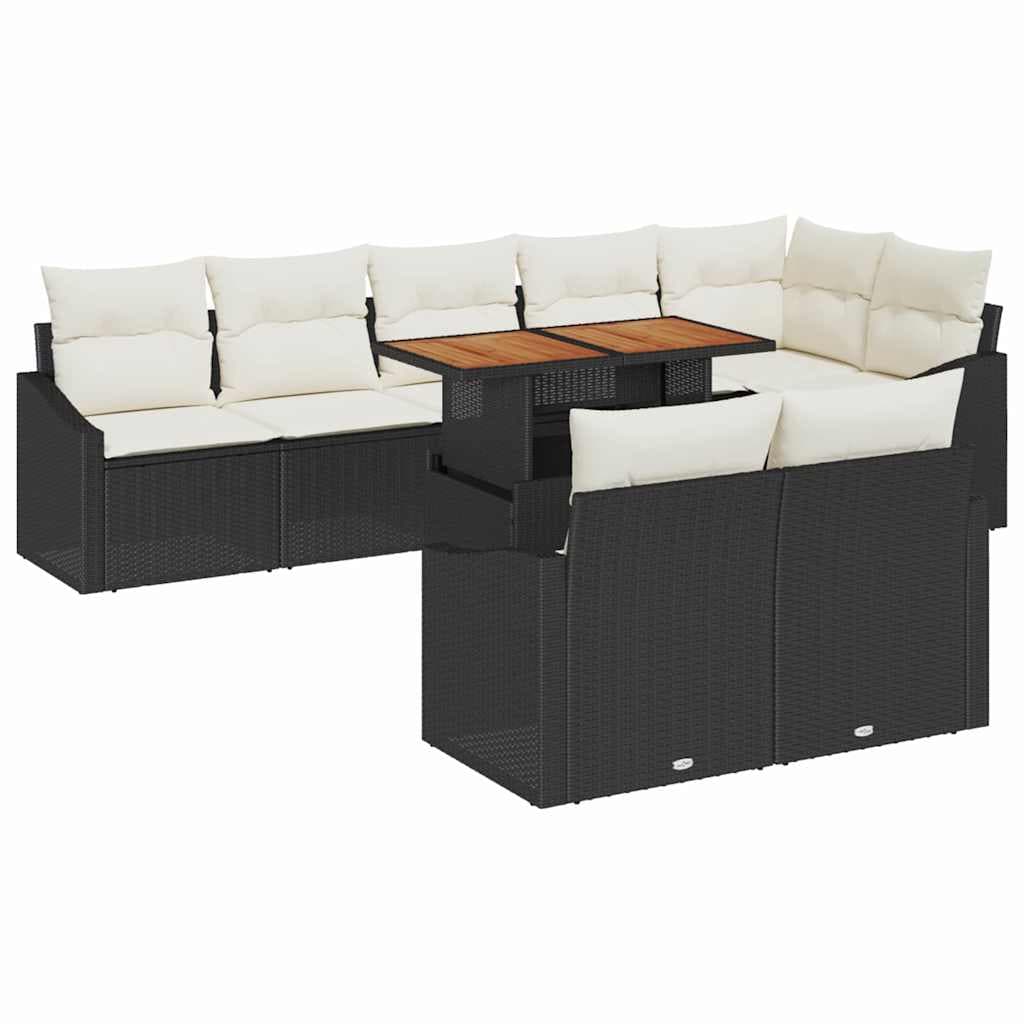vidaXL Conjunto de Sofá de Jardim 9 Peças Preto Rattan Sintético - 409895802