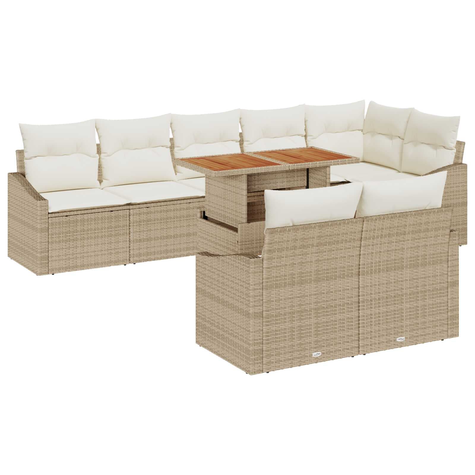 vidaXL Conjunto de Sofá de Jardim 9 pcs Bege Rattan Sintético