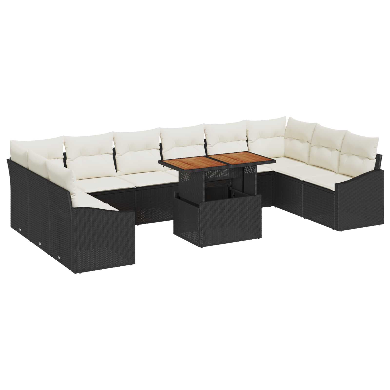 vidaXL Conjunto de Sofá de Jardim 11 pcs Preto Rattan Sintético