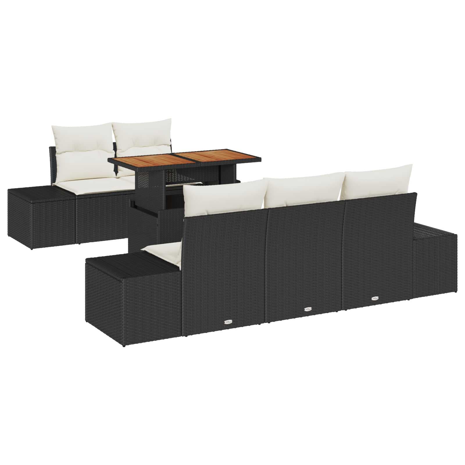 vidaXL Conjunto de Sofá de Jardim 6 Peças Preto Rattan Sintético - 1768159609