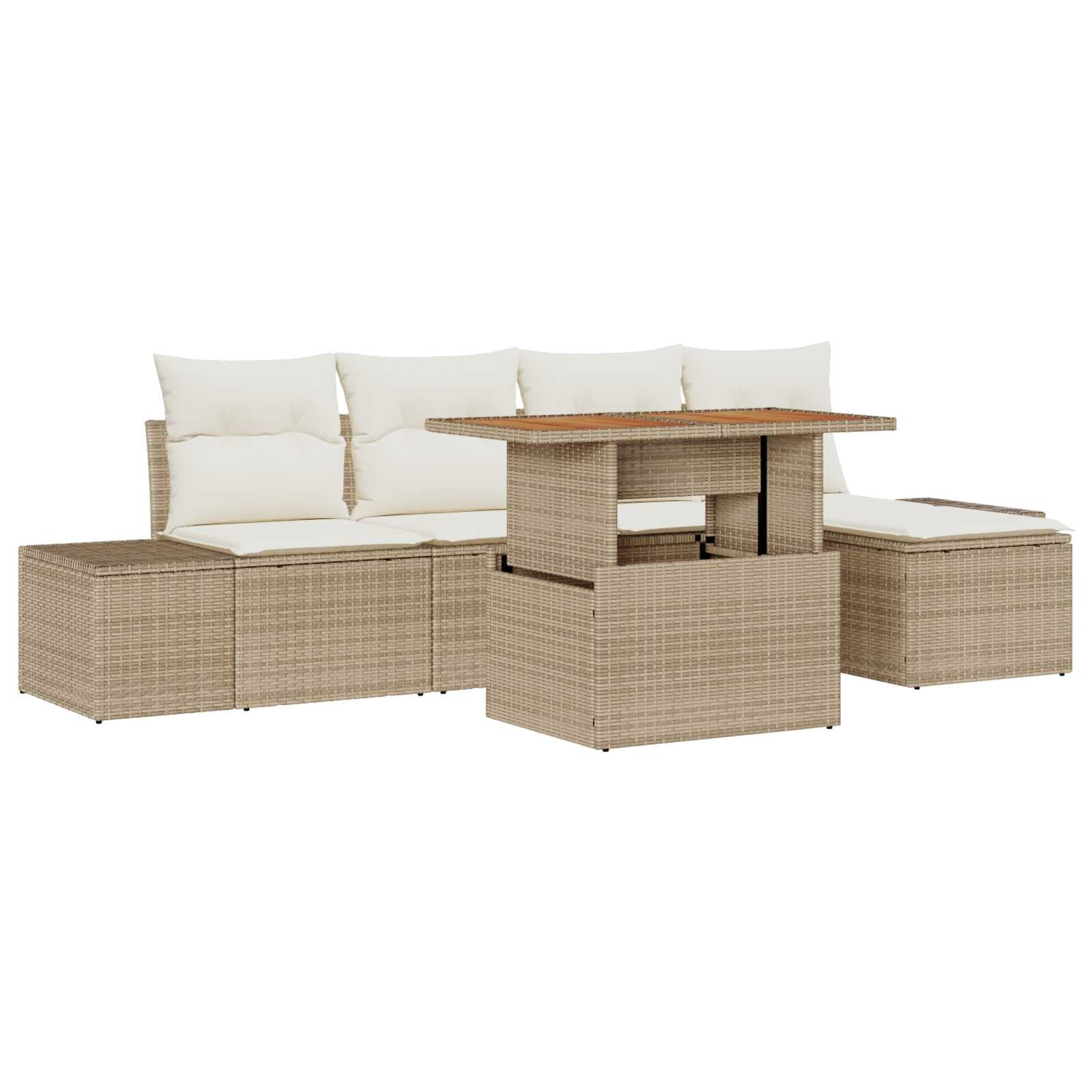 vidaXL Conjunto de Sofá de Jardim 6 Peças Bege Rattan Sintético - 1831800245