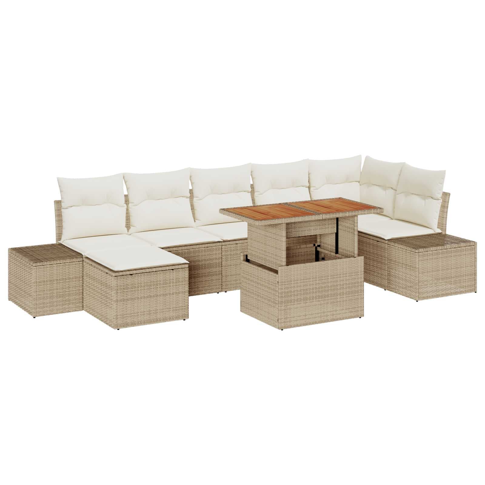 vidaXL Conjunto de Sofá de Jardim 8 pcs Bege Rattan Sintético