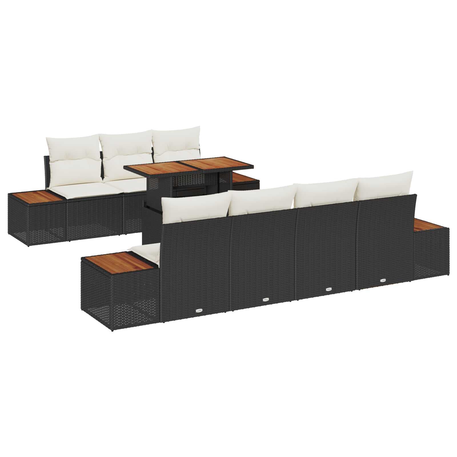 vidaXL Conjunto de Sofá de Jardim 8 Peças Preto Rattan Sintético - 2076862172