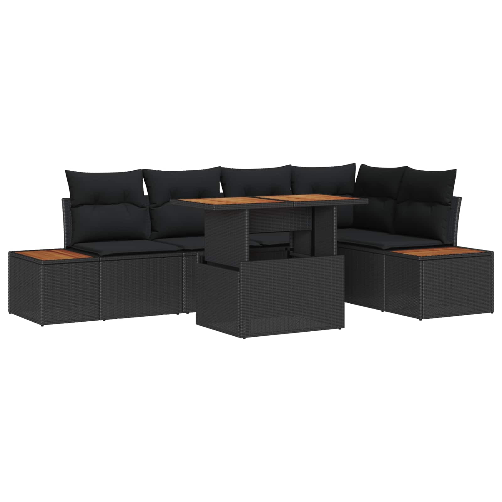 vidaXL Conjunto de Sofá de Jardim 6 Peças Preto Rattan Sintético - 1221625776