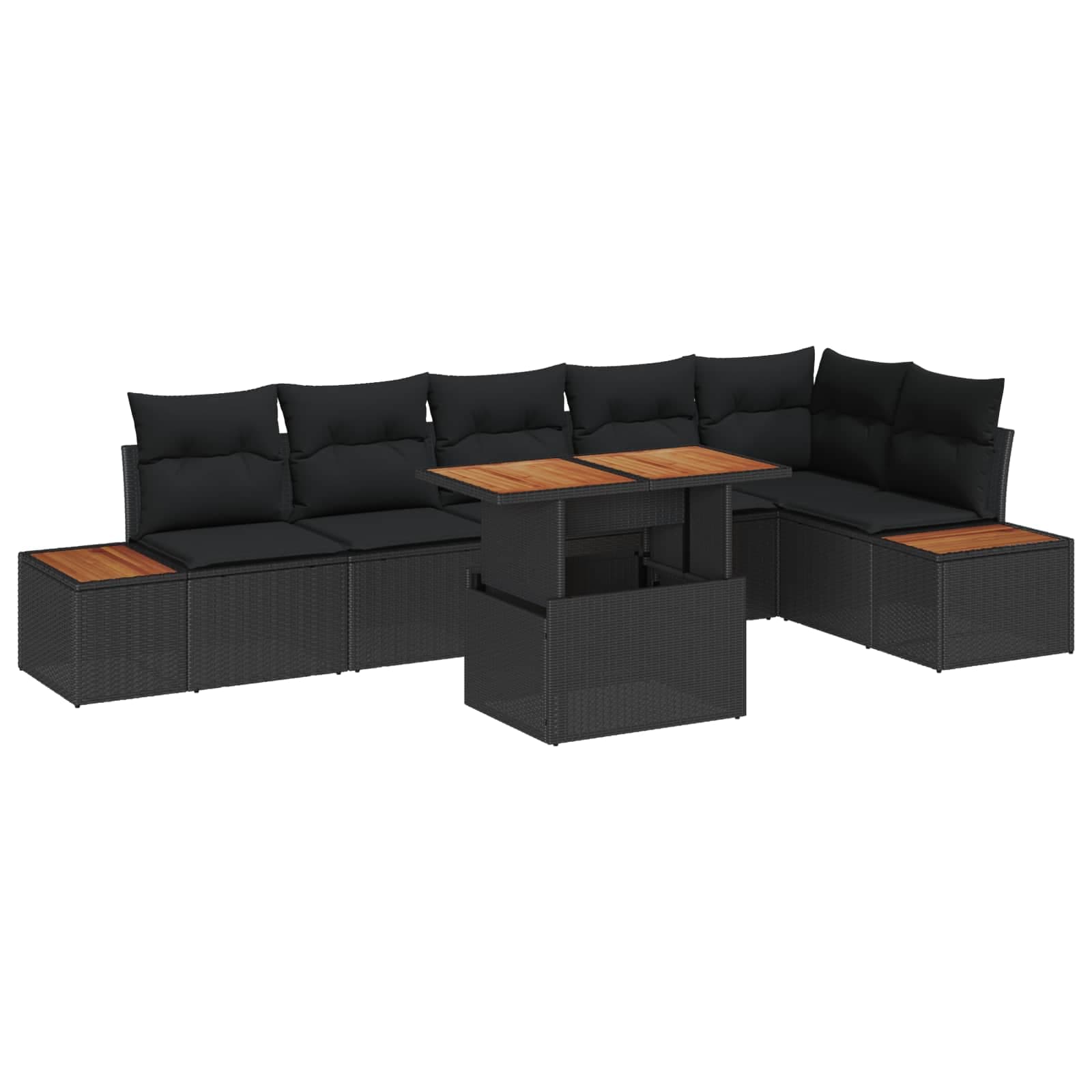 vidaXL Conjunto de Sofá de Jardim 7 pcs Preto Rattan Sintético