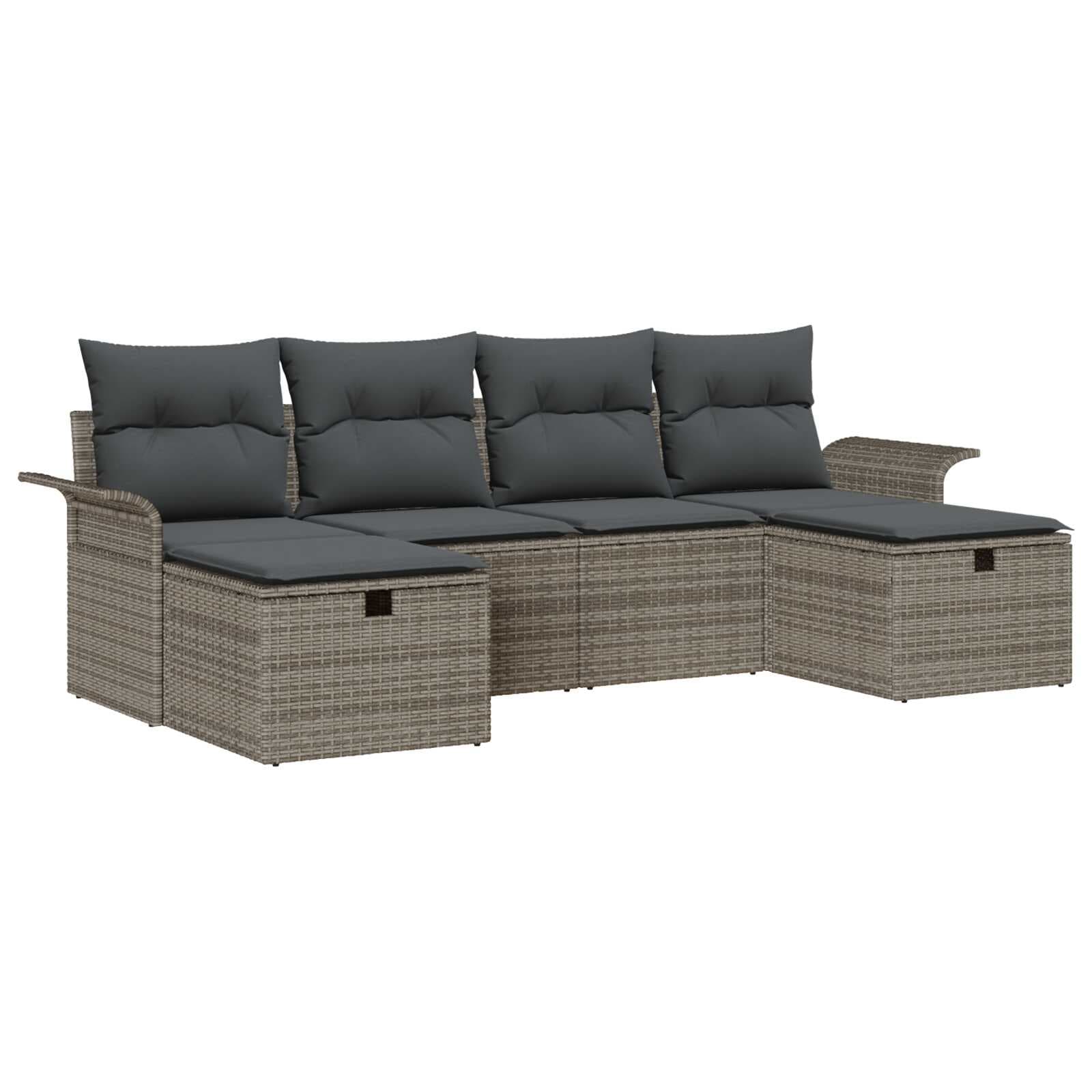 vidaXL Conjunto de Sofá de Jardim com almofada 6 pcs Cinzeto vime PE