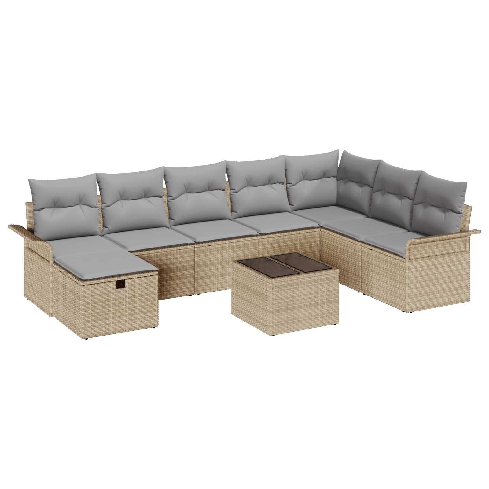 vidaXL Conjunto de Sofá de Jardim 9 pcs Bege e Cinza Claro vime PE