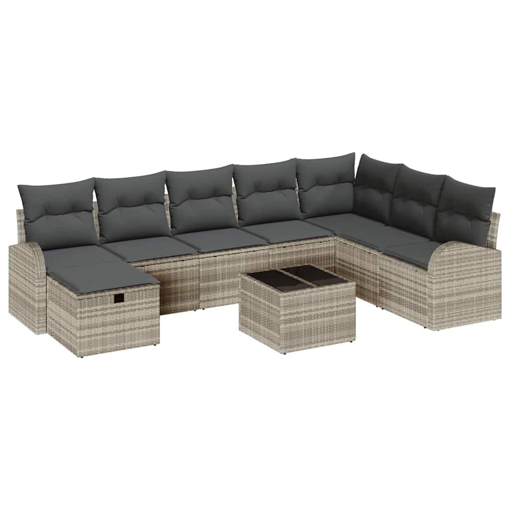 vidaXL Conjunto de Sofás com almofada Manual Cinzento-claro vime PE