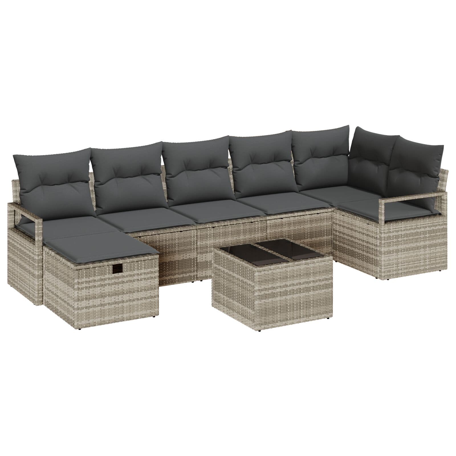 vidaXL Conjunto de Sofás com almofada 8 pcs Cinzento-claro vime PE
