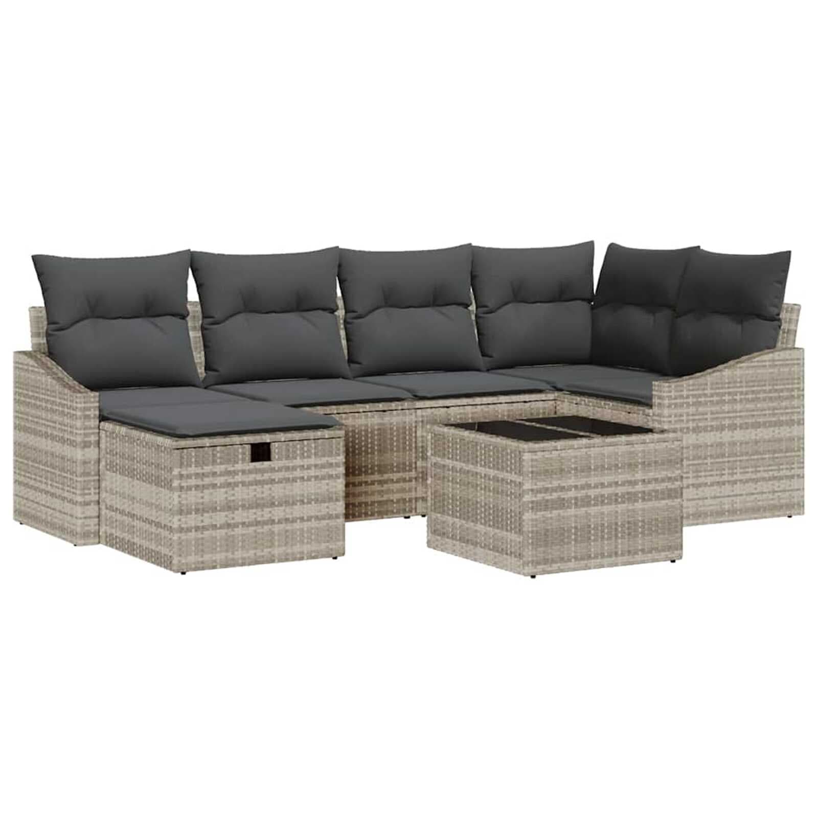 vidaXL Conjunto de Sofás 7 pcs Cinza Claro e Cinza vime PE