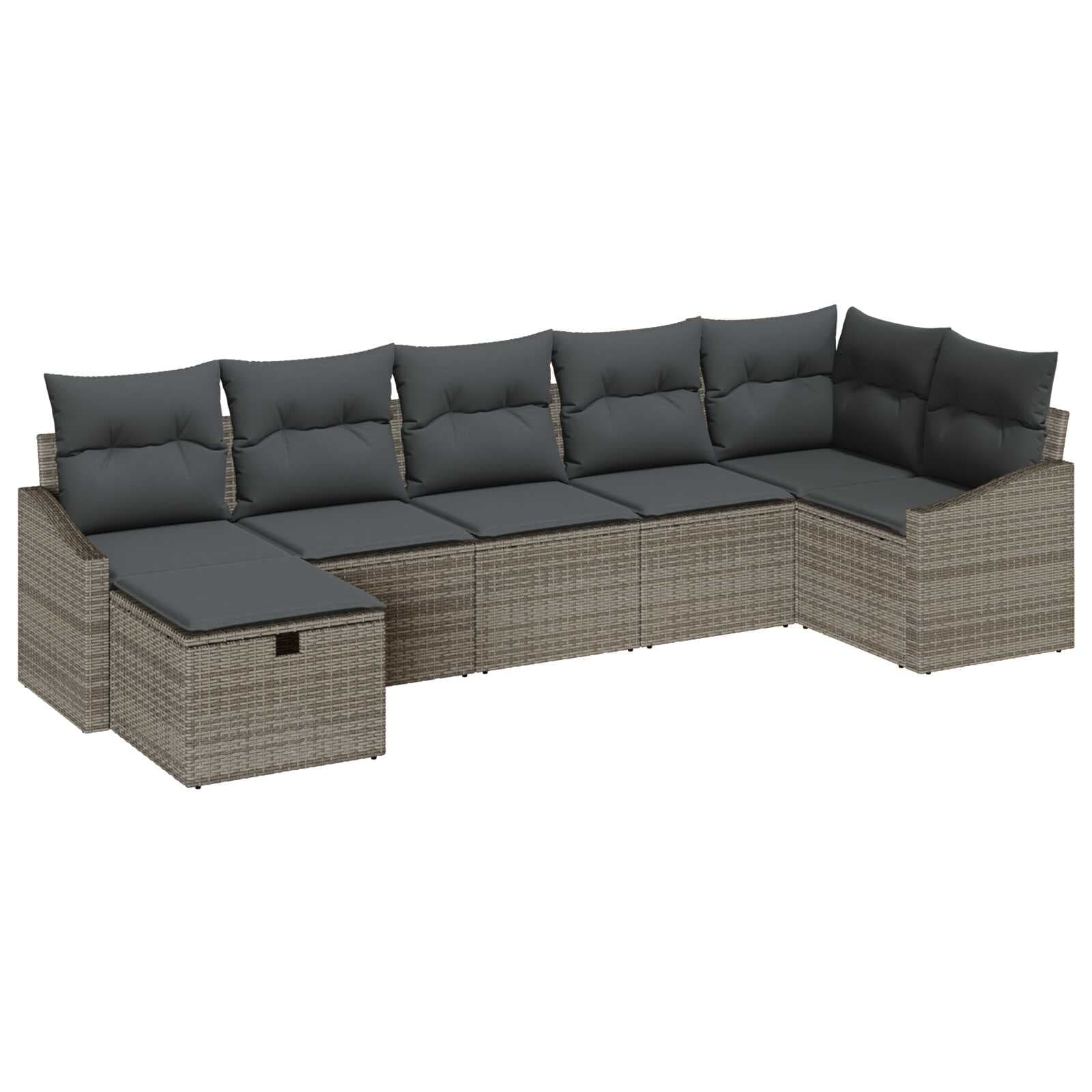 vidaXL Conjunto de Sofás com almofada 7 pcs Cinzeto vime PE