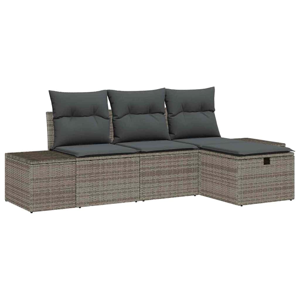 vidaXL Conjunto de Sofá de Jardim 4 pcs Cinzeto Rattan Sintético
