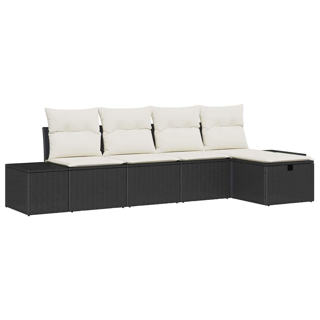 vidaXL Conjunto de Sofá de Jardim com Almofada 5 Peças Vime Pe - 4132031463