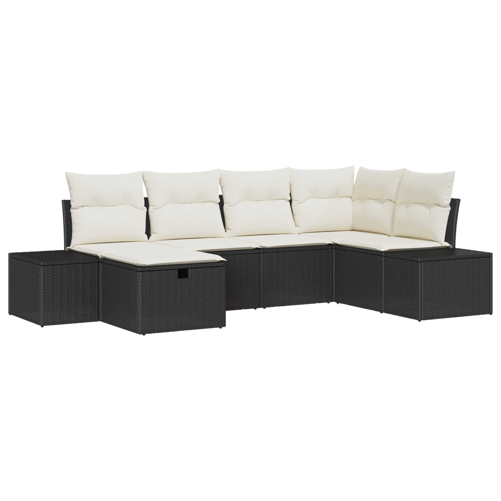 vidaXL Conjunto de Sofá de Jardim com Almofada 6 Peças Preto Vime Pe - 3296700773