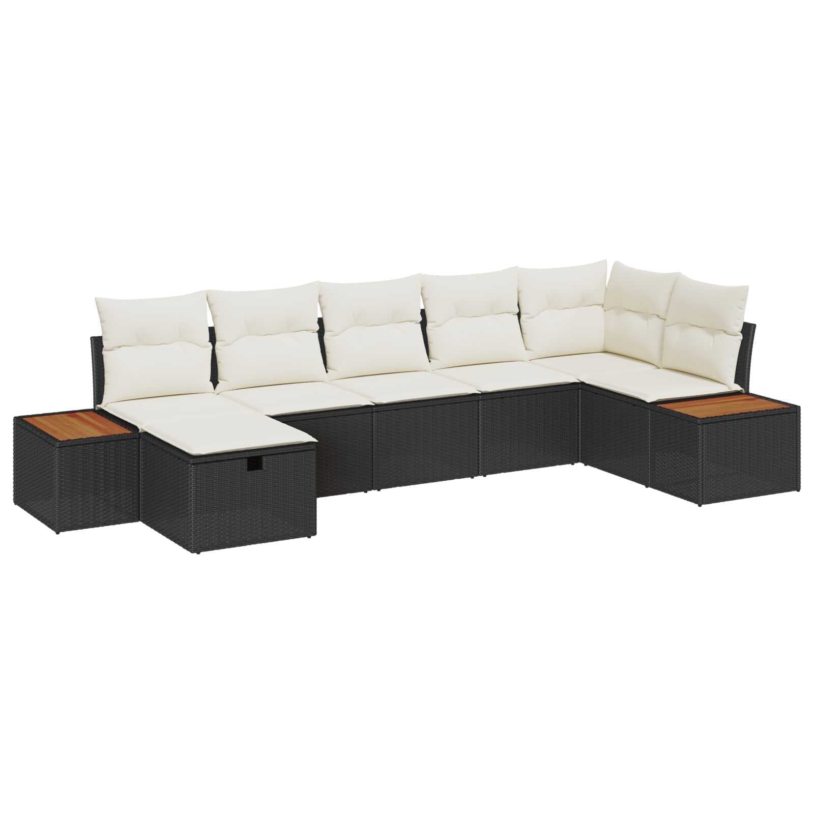 vidaXL Conjunto de Sofá de Jardim com almofada 8 pcs Preto vime PE