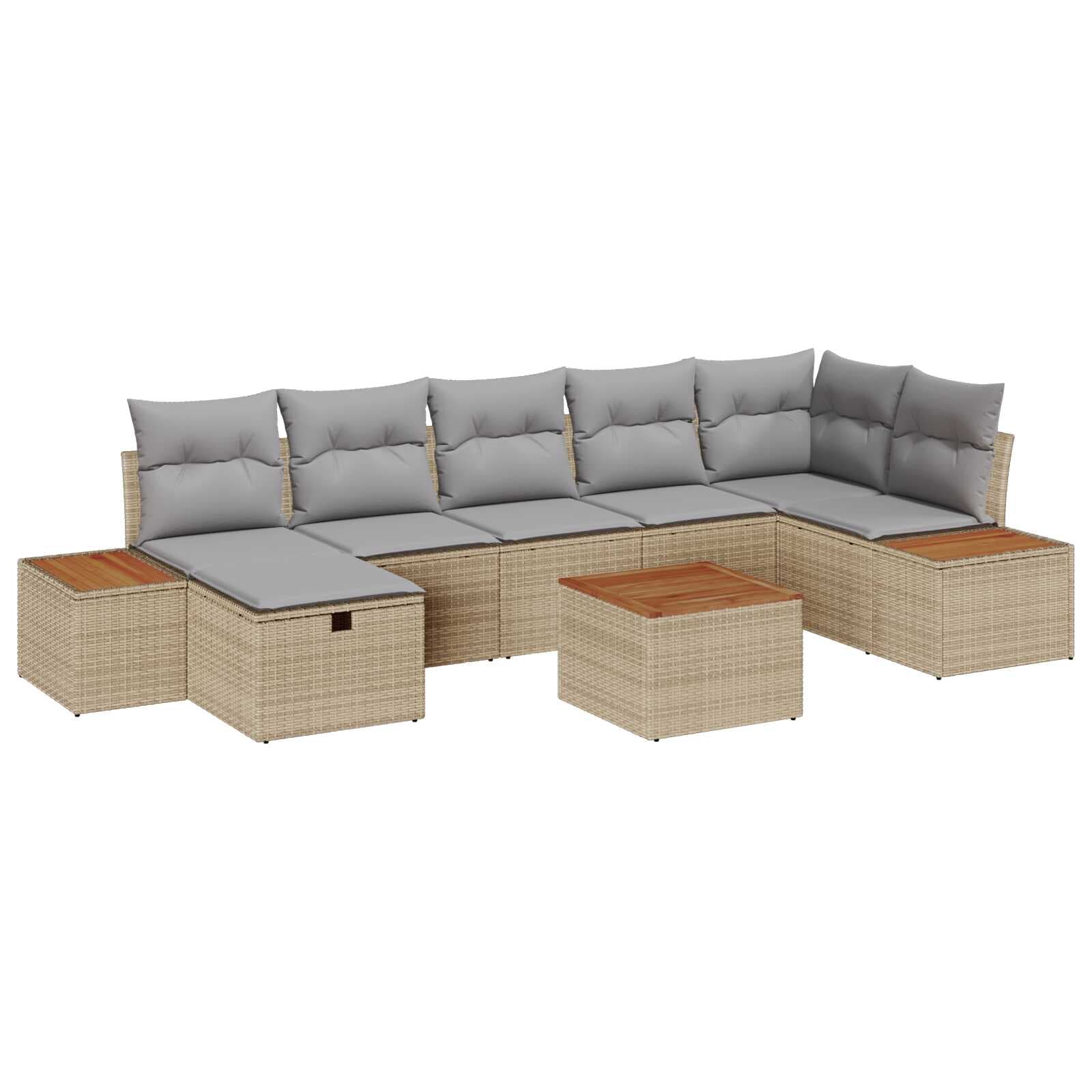 vidaXL Conjunto de Sofá de Jardim com almofada 8 pcs Bege vime PE