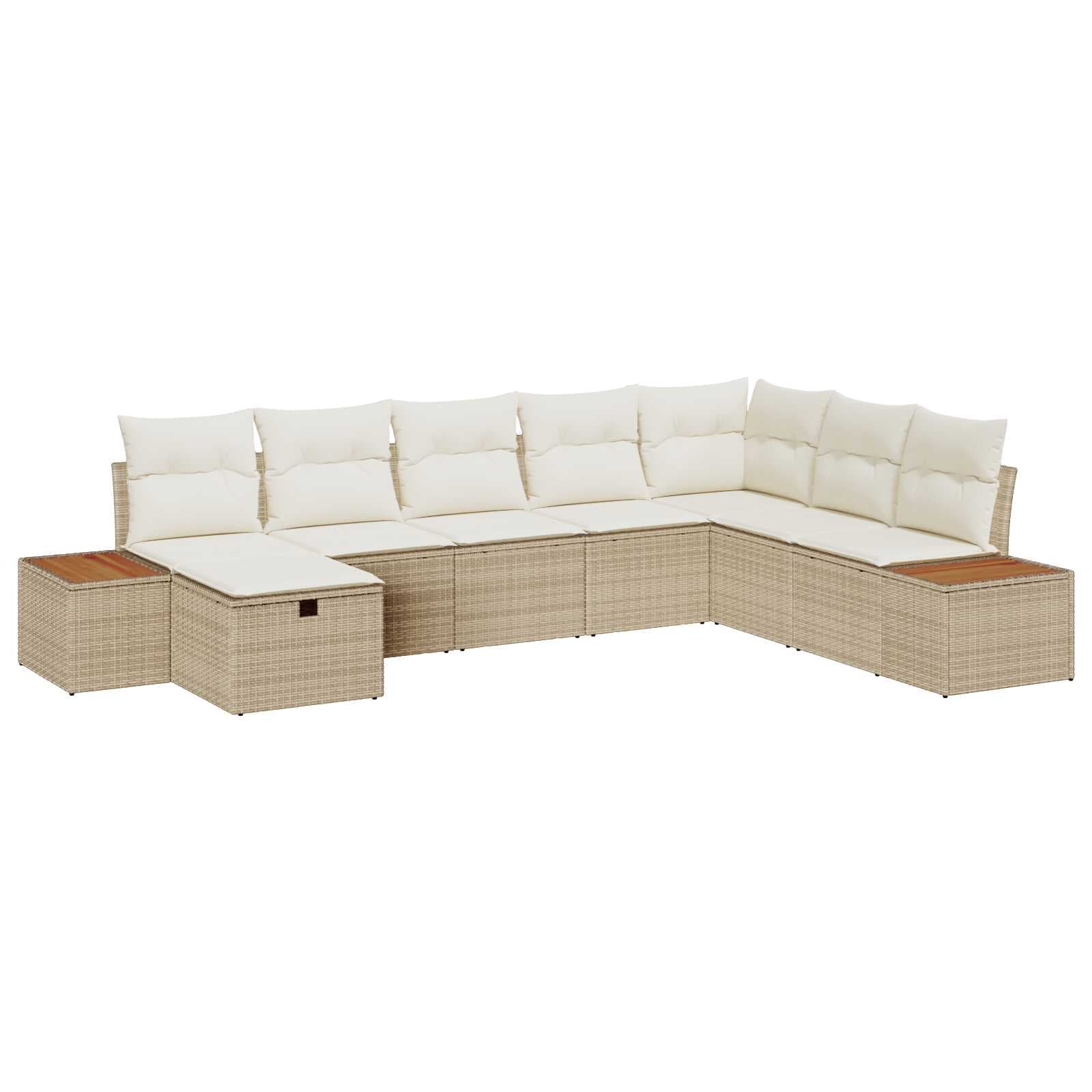 vidaXL Conjunto de Sofá de Jardim com Almofada 9 Peças Bege Vime Pe - 389686283