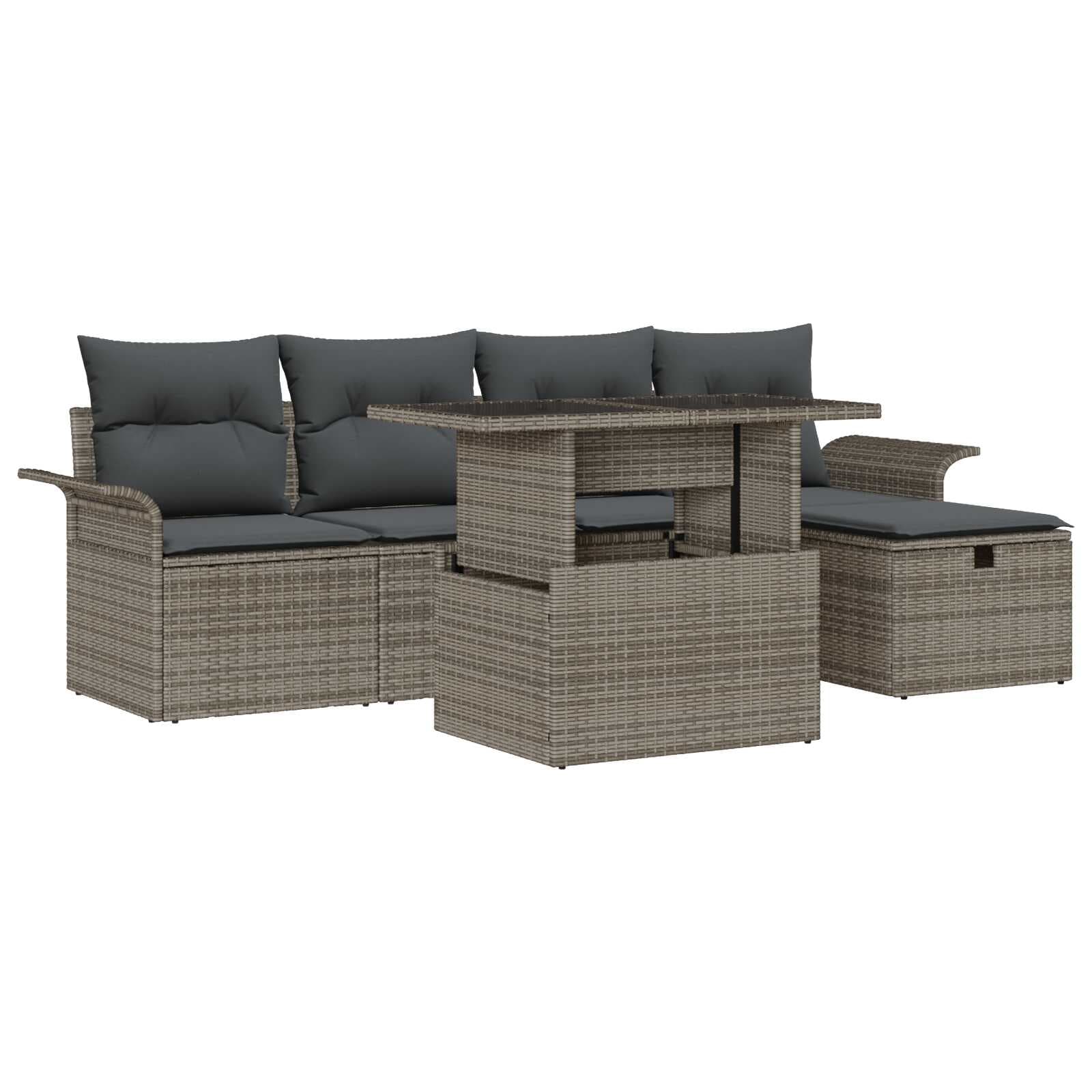 vidaXL Conjunto de Sofá de Jardim 6 pcs Cinzeto Rattan Sintético