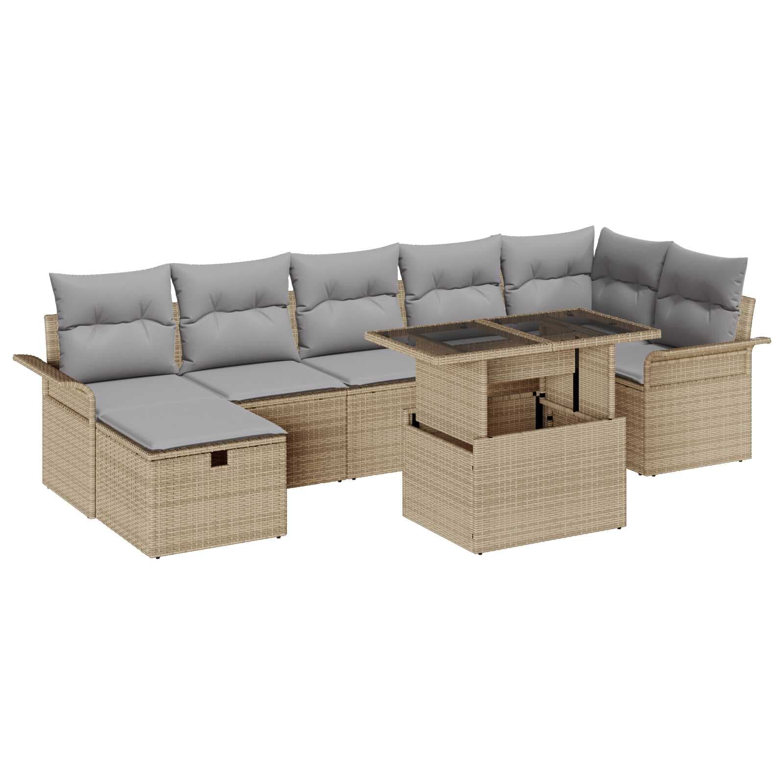 vidaXL Conjunto de Sofá de Jardim 8 pcs Bege Rattan Sintético