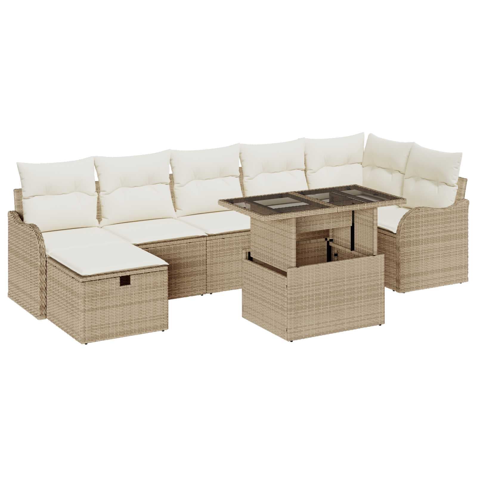 vidaXL Conjunto de Sofá de Jardim 8 pcs Bege Rattan Sintético