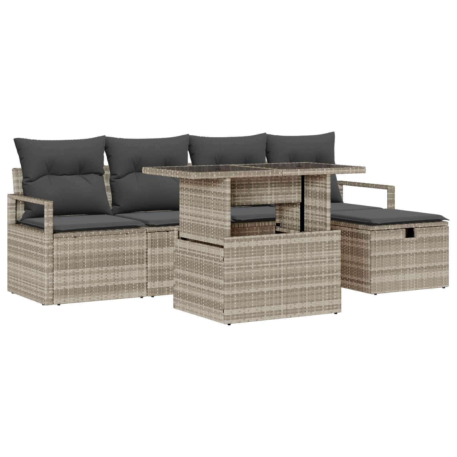 vidaXL Conjunto de Sofá de Jardim com almofada 6 pcs Cinzento-claro