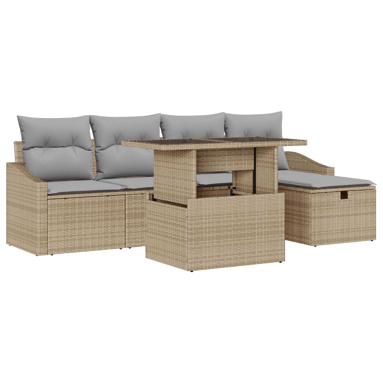 vidaXL Conjunto de Sofá de Jardim com almofada 6 pcs vime PE