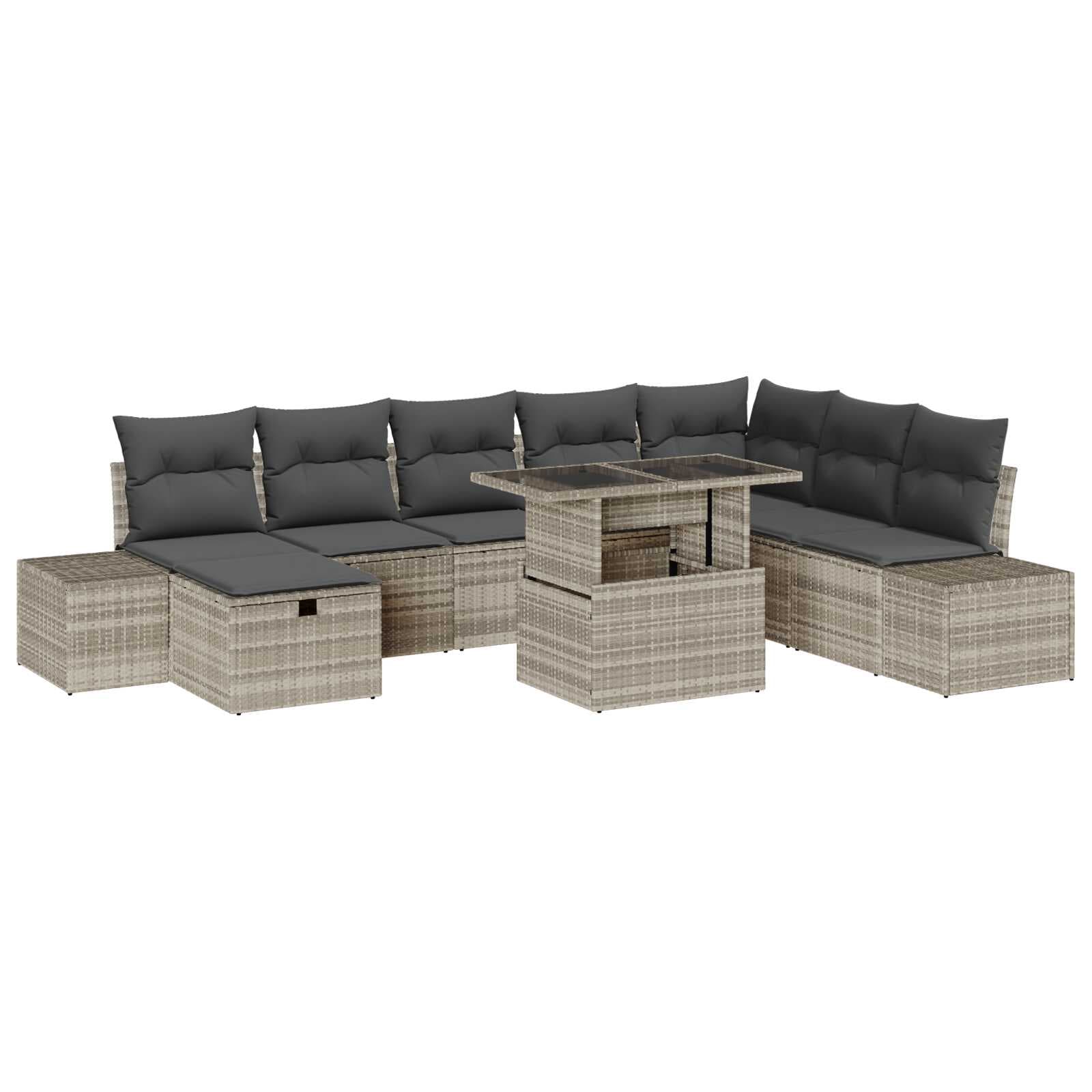 vidaXL Conjunto de Sofá de Jardim 11 pcs Cinzento-claro