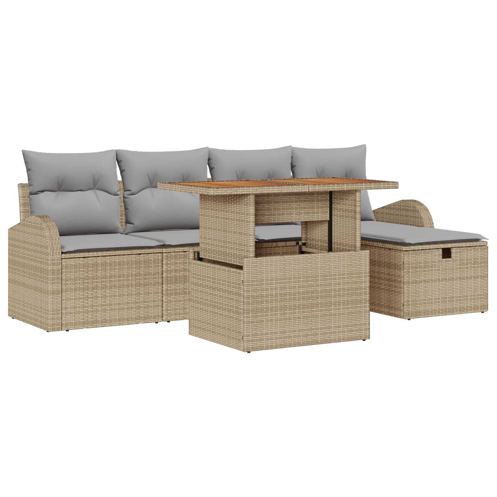 vidaXL Conjunto de Sofá de Jardim com almofada 6 pcs Bege vime PE