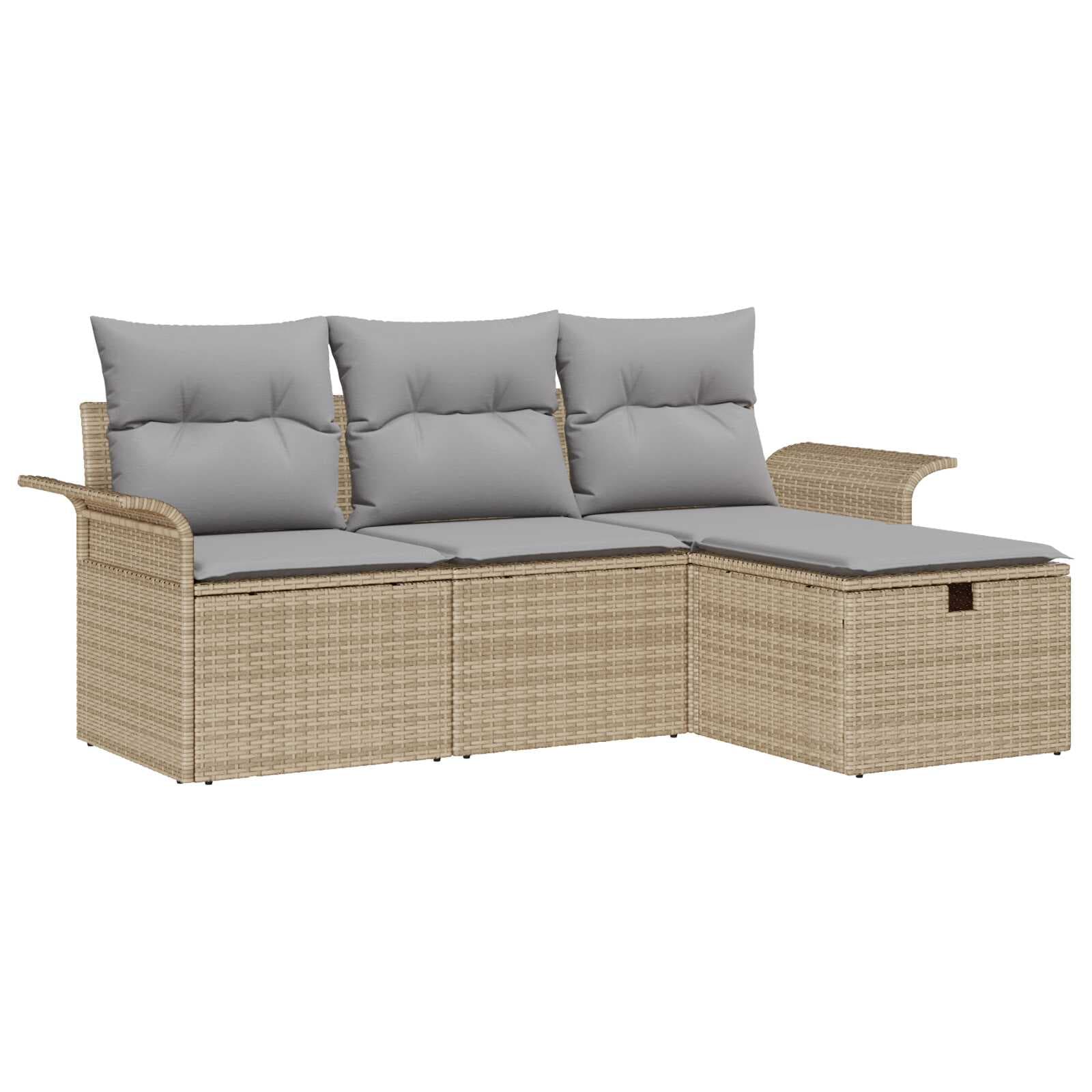 vidaXL Conjunto de Sofá de Jardim 4 pcs Bege Rattan Sintético