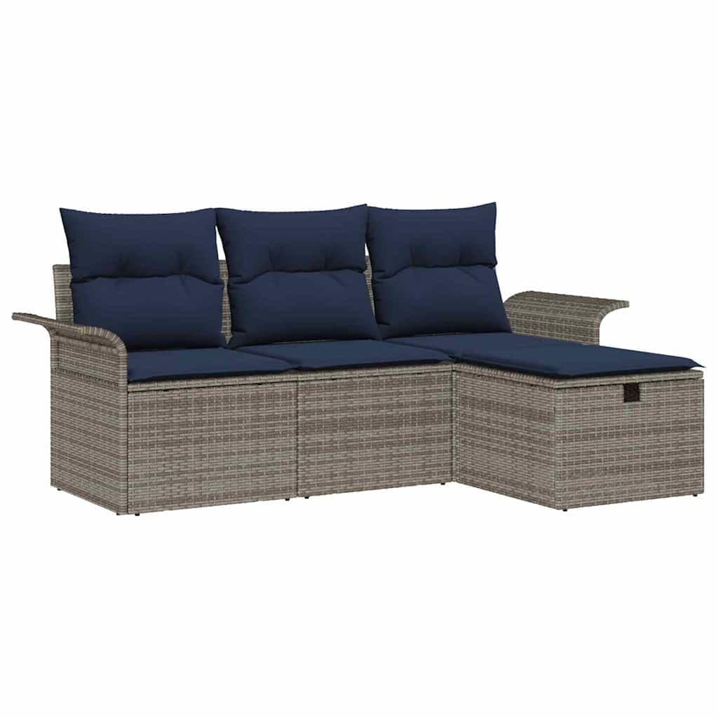 vidaXL Conjunto de Sofá de Jardim com almofada 4 pcs Rattan Sintético