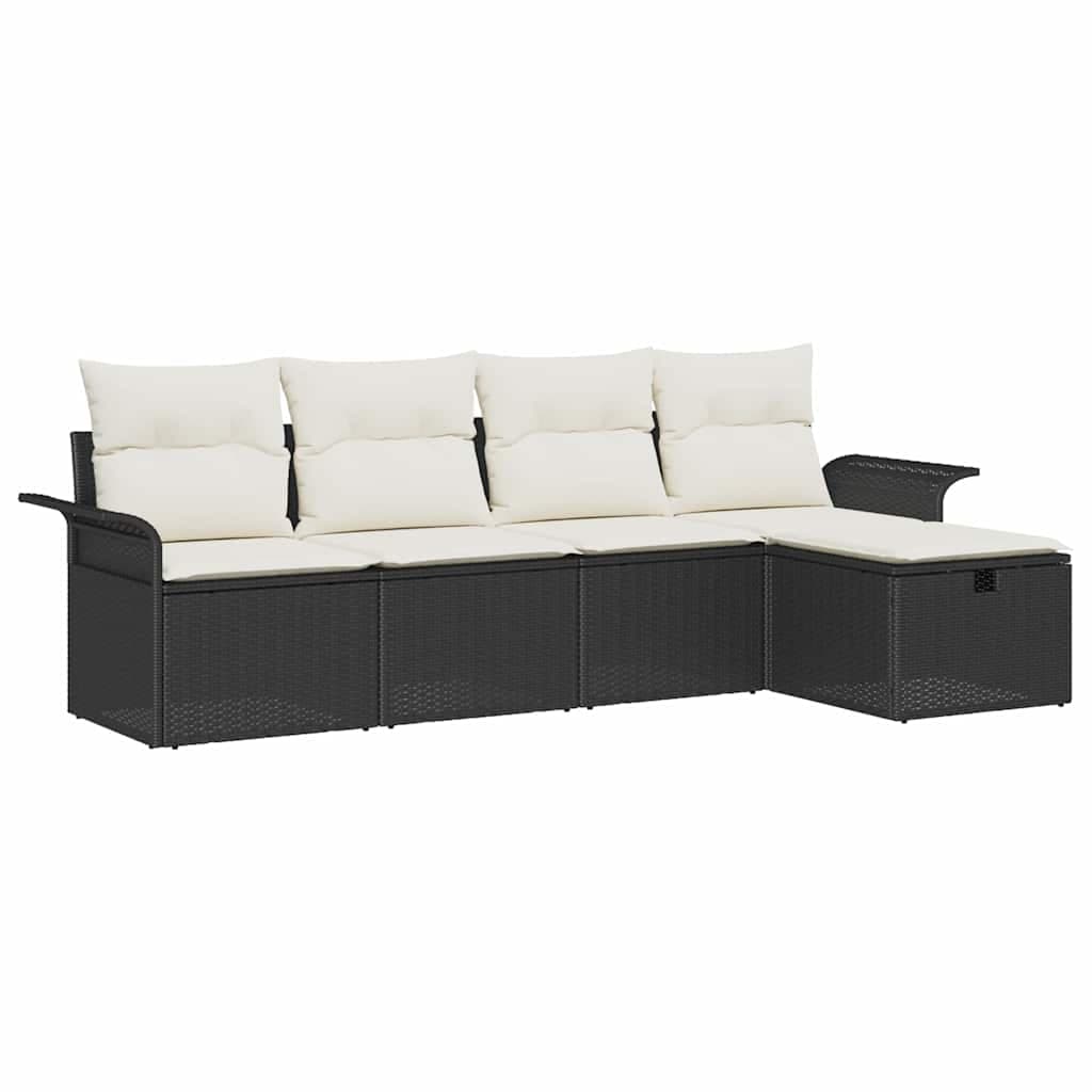 vidaXL Conjunto de Sofá de Jardim 5 pcs Preto Rattan Sintético