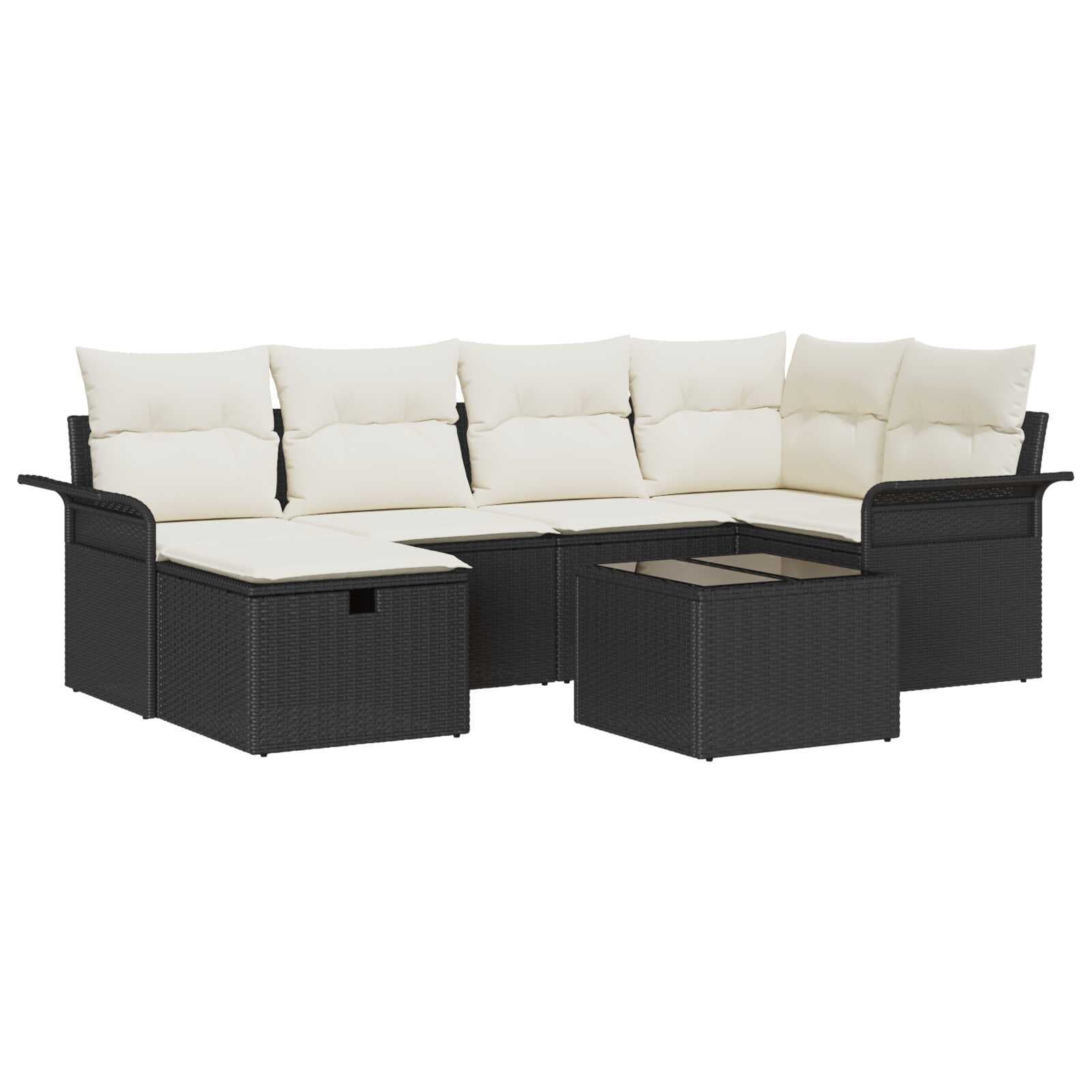 vidaXL Conjunto de Sofá de Jardim com Almofada 7 Peças Rattan Sintético - 1324842121