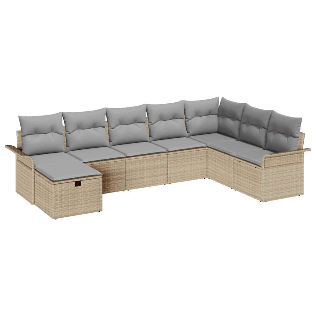 vidaXL Conjunto de Sofá de Jardim 8 pcs Bege Rattan Sintético
