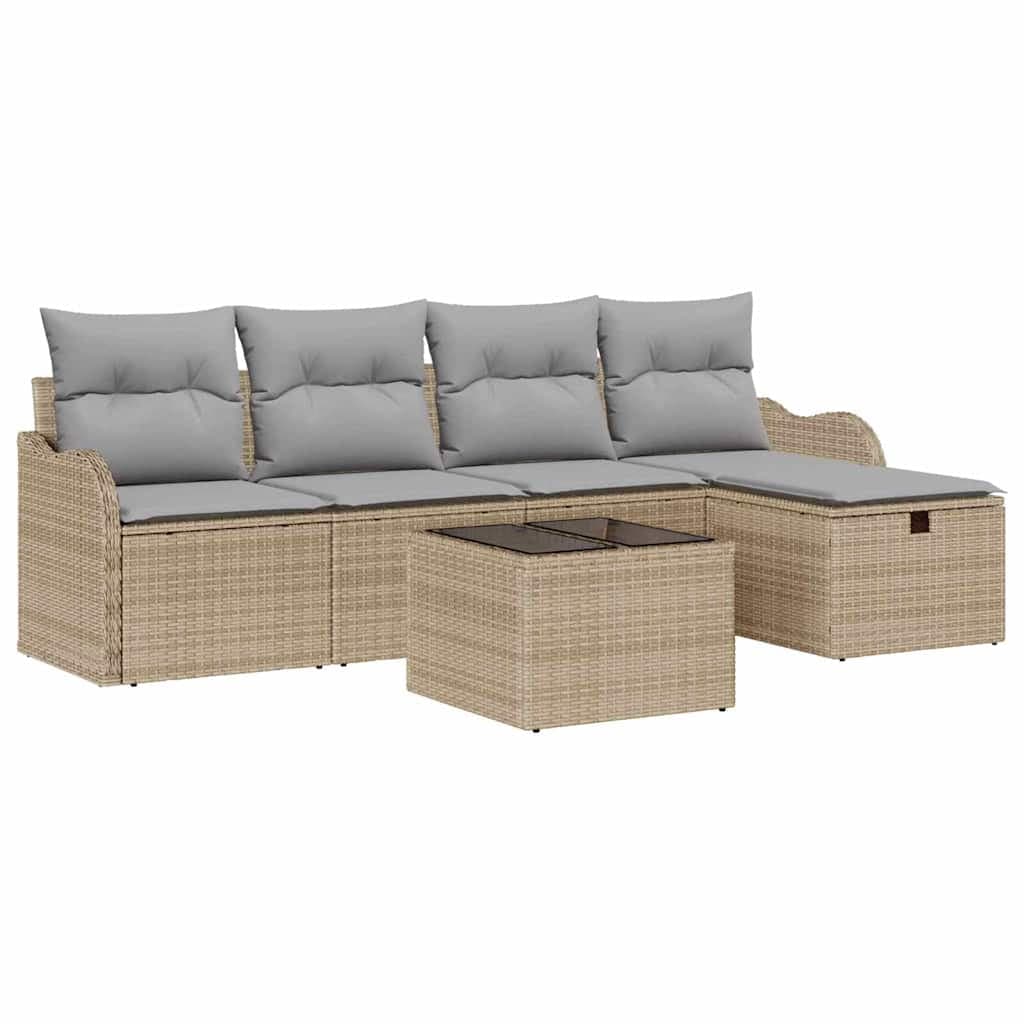 vidaXL Conjunto de Sofá de Jardim 6 pcs Bege Rattan Sintético