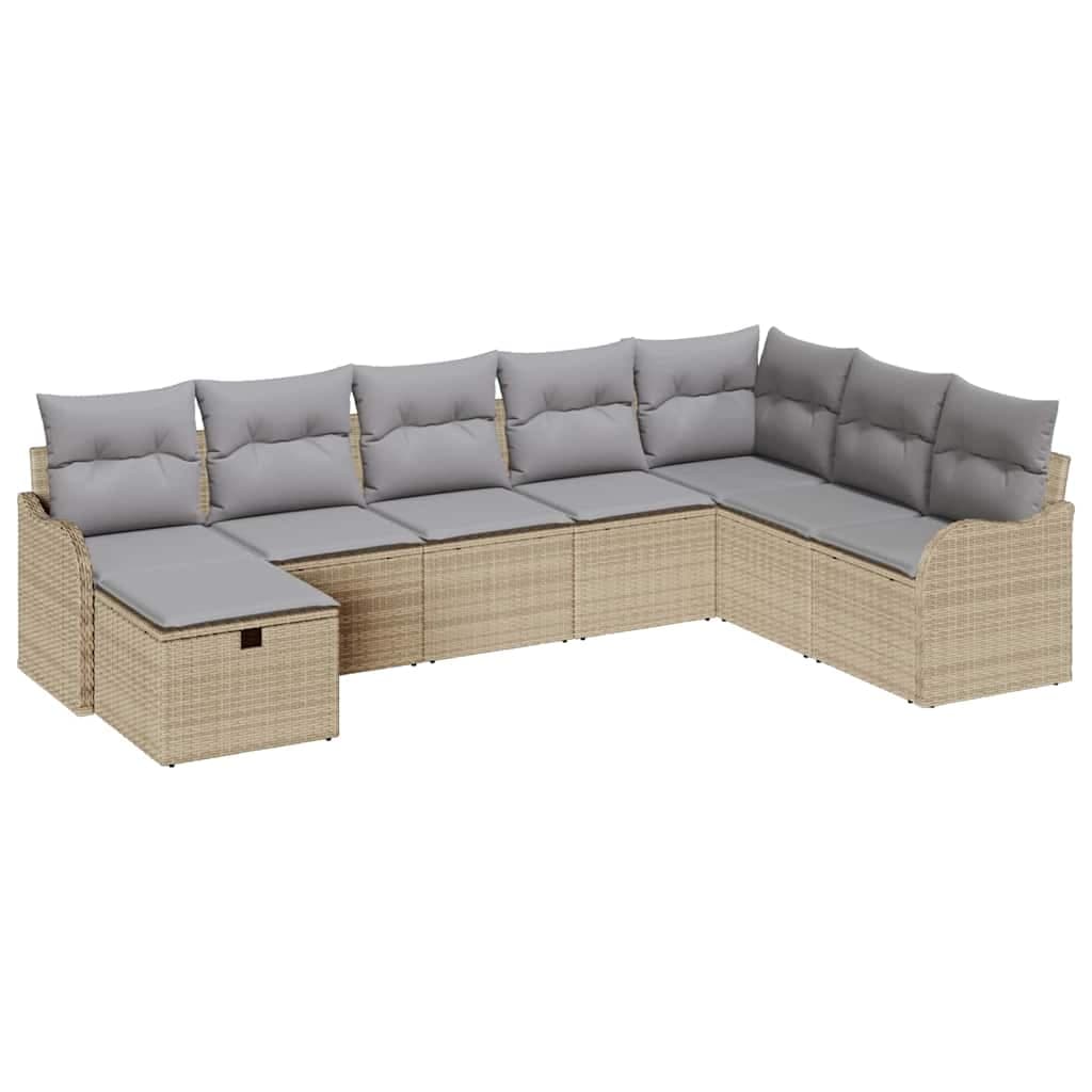vidaXL Conjunto de Sofá de Jardim 8 pcs Bege Rattan Sintético