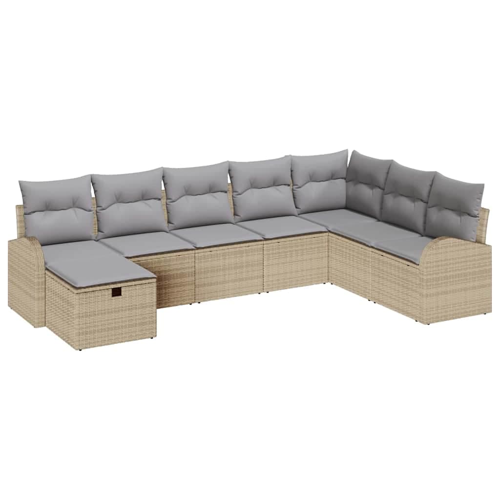 vidaXL Conjunto de Sofá de Jardim 8 pcs Bege Rattan Sintético