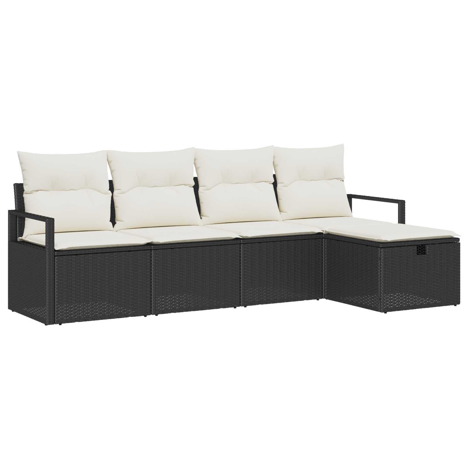 vidaXL Conjunto de Sofá de Jardim 5 pcs Preto Rattan Sintético