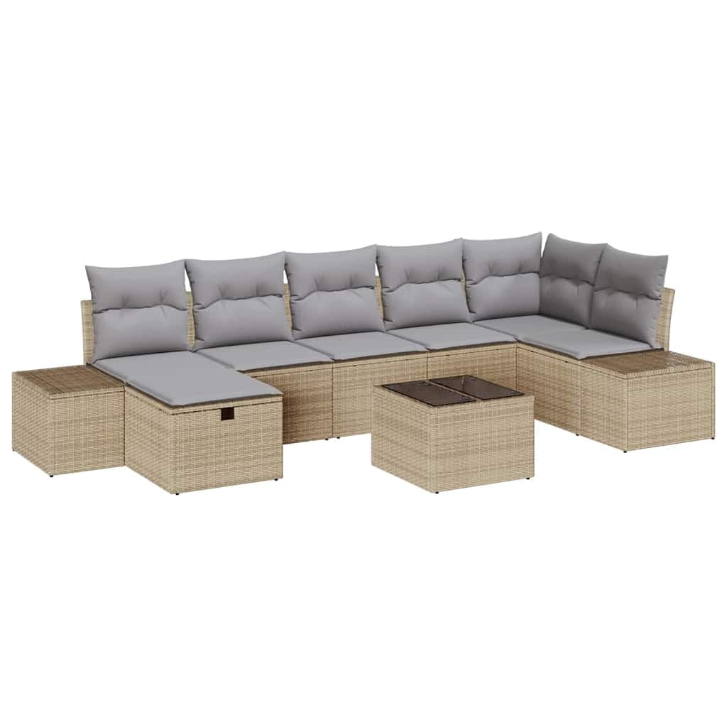 vidaXL Conjunto de Sofás com almofada 7 pcs vime PE